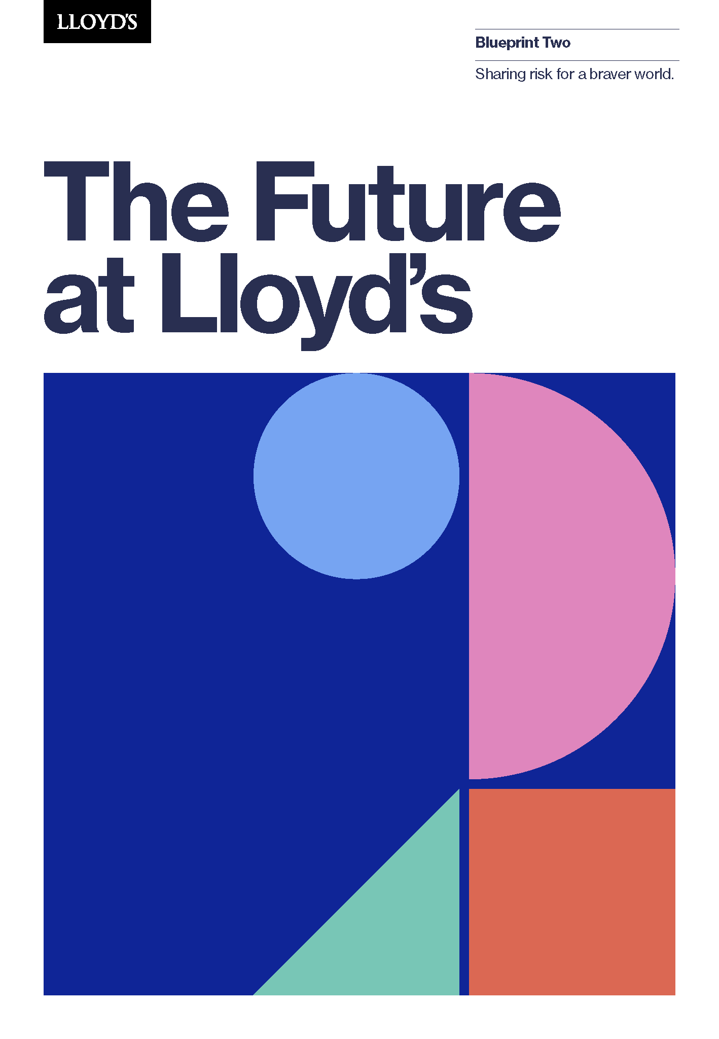Front cover of a document reading 'the future at Lloyd's' with the Blueprint two Logo
