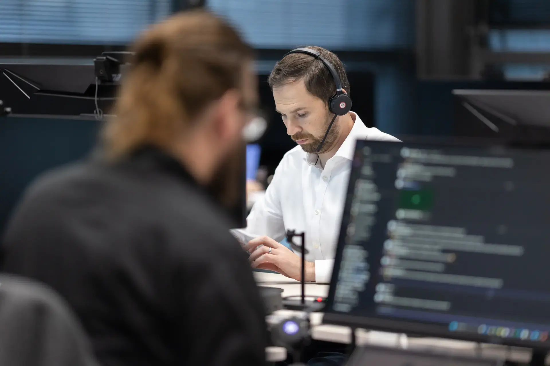 Man working at laptop in office