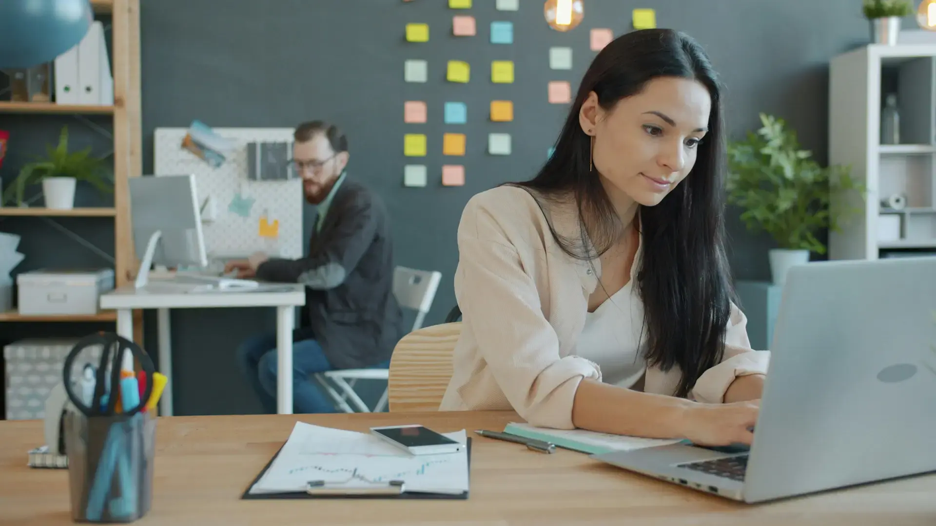 Woman working on laptop 